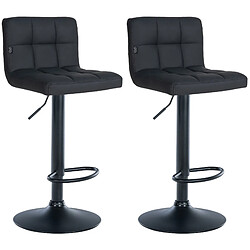 Decoshop26 Set de 2 tabourets de bar réglable en hauteur avec couture décorative assise en similicuir noir et pied en métal noir TDB10766