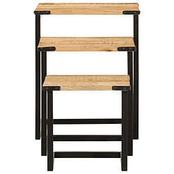 Maison Chic Lot de 3 Tables basses gigognes pour salon | Table à café bois massif de manguier et fer -GKD55130 pas cher