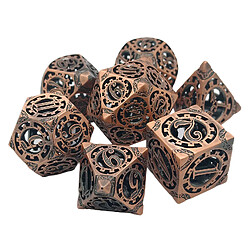 Acheter 7pcs Métal Creux Jeu DND Dés Steampunk Roue Dentée Pour RPG MTG Cuivre Rouge