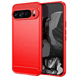 Htdmobiles Coque pour Google Pixel 9 Pro XL - housse etui silicone gel carbone + film ecran - ROUGE