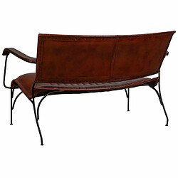 Banc Alexandra House Living Marron Cuir Métal Fer 62 x 75 x 112 cm pas cher