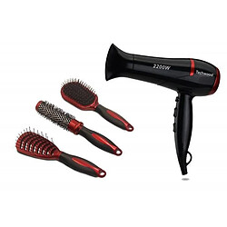 Techwood Sèche Cheveux "Pro" 2200W Noir 3 températures + 3 Brosses Désign