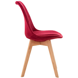 Decoshop26 Chaise de salle à manger design scandinave en tissu velours rouge pieds bois clair FAL101544