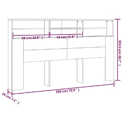 vidaXL Armoire de tête de lit Chêne fumé 180x19x103,5 cm pas cher