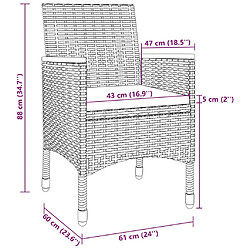 vidaXL Ensemble à dîner de jardin coussins 7 pcs Résine tressée Verre pas cher