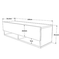 Acheter Toilinux Meuble TV suspendu avec 2 sous niches ouvertes et une porte abattante en panneaux de particules - Beige et Gris Anthracite