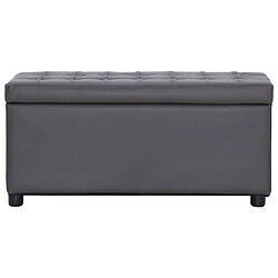 Helloshop26 Pouf coffre banquette de rangement 87,5 cm similicuir gris 02_0010826