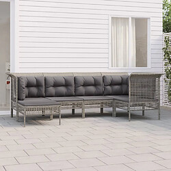 vidaXL Salon de jardin 6 pcs avec coussins Gris Résine tressée