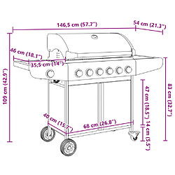 vidaXL Barbecue à gaz avec 7 brûleurs argent acier inoxydable pas cher