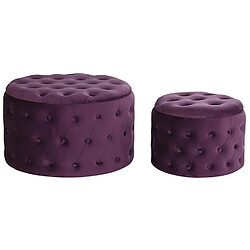 Pegane Set de 2 repose-pieds Coffres en velours coloris pourpre