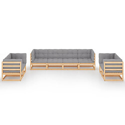 Avis Maison Chic Salon de jardin 8 pcs + coussins - Mobilier/Meubles de jardin - Table et chaises d'extérieur Bois de pin massif -MN47044