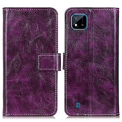 Etui en PU style vintage, crazy horse texture, anti-chocs avec support, violet pour votre Realme C20/C11 (2021)