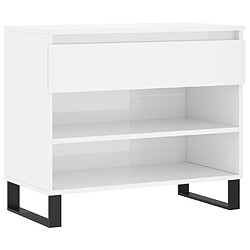 Maison Chic Armoire à chaussure,Meuble à Chaussures Blanc brillant 70x36x60 cm Bois ingénierie -MN45067