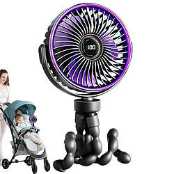 (Noir) Ventilateur pour Chariot Ventilateur de Poussette Ventilateur d'Extérieur Portable Clip On pour Bébé Ventilateur de Poussette Portable 5 Vitesses Ventilateur Clip On Ventilateur de Landau Flexible