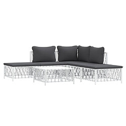 Avis Maison Chic Salon de jardin 6 pcs avec coussins - Table et chaises d'extérieur - Mobilier/Meubles de jardin Moderne blanc acier -MN16199