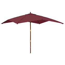 Helloshop26 Parasol de jardin avec mât en bois 300 x 300 x 273 cm rouge bordeaux 02_0008350