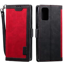 Etui en PU épissage vintage avec support rouge pour votre Samsung Galaxy S20