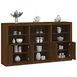 Maison Chic Commode Buffet - Meuble de rangement avec lumières LED chêne marron 181,5x37x100 cm -GKD34059