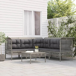 vidaXL Salon de jardin 6 pcs avec coussins Gris Résine tressée