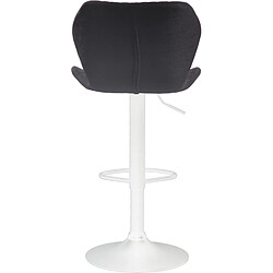 Decoshop26 Tabouret de bar x1 avec coutures décoratives en forme de losanges en tissu noir et métal blanc 10_0004672 pas cher