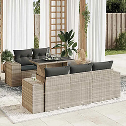 vidaXL Salon de jardin 6 pcs avec coussins gris clair résine tressée