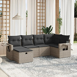 Maison Chic Ensemble Tables et chaises d'extérieur 6pcs avec coussins,Salon de jardin gris résine tressée -GKD991834