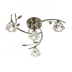 Searchlight Plafonnier 4 ampoules Sierra, en laiton antique et verre