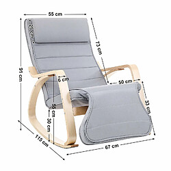 SONGMICS Fauteuil à Bascule Rocking Chair avec Repose-Pied réglable 5 Niveaux Charge Max 150 kg Gris LYY42G pas cher