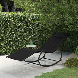 Maison Chic Chaise longue à bascule | Bain de soleil Relax | Transat noir acier et textilène -GKD60031