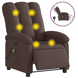 vidaXL Fauteuil de massage inclinable électrique Marron foncé Tissu