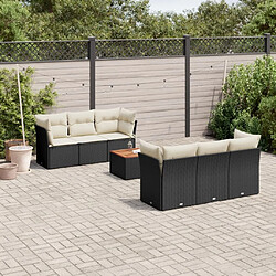 Maison Chic Salon de jardin 7 pcs avec coussins | Ensemble de Table et chaises | Mobilier d'Extérieur noir résine tressée -GKD70114