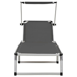 Avis Maison Chic Lot de 2 Chaises longues pliables et toit | Bain de soleil Relax | Transat Aluminium textilène Gris -GKD93297