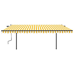 Avis Maison Chic Auvent automatique | Store banne extérieur | Marquise rétractable avec poteaux 5x3,5 m Jaune blanc -MN89175