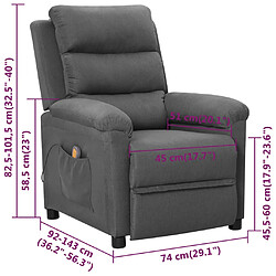 vidaXL Fauteuil de massage Gris clair Tissu pas cher