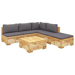 Avis Maison Chic Salon de jardin 6 pcs + coussins - Mobilier/Meubles de jardin - Table et chaises d'extérieur Bois de teck solide -MN62577