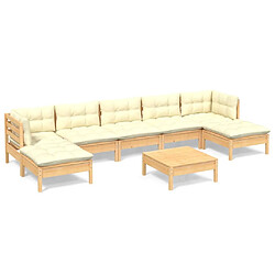 Maison Chic Salon de jardin 8 pcs + coussins - Mobilier/Meubles de jardin - Table et chaises d'extérieur crème bois de pin -MN54018