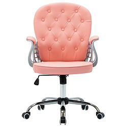 Helloshop26 Chaise fauteuil siège de bureau informatique étude pivotante Rose similicuir rose 02_0024056