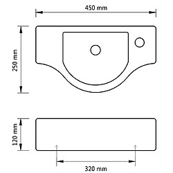 vidaXL Vasque à trou pour robinet céramique Blanc pour salle de bain pas cher