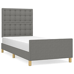 Maison Chic Lit adulte - Cadre Structure de lit avec tête de lit Contemporain Gris foncé 100x200 cm Tissu -MN84861