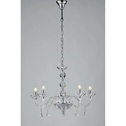 Fan Europe Chandelier sans abats jours Riflesso 5 ampoules Cristal Chrome