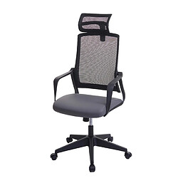 Decoshop26 Fauteuil de bureau ergonomique pivotante avec accoudoirs et dossier en tissu mesh gris 04_0001881 