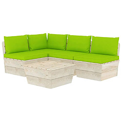 Maison Chic Salon de jardin palette 5 pcs avec coussins - Table et chaises d'extérieur - Mobilier/Meubles de jardin Moderne épicéa imprégné -MN85141