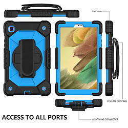 Coque en TPU + Silicone Couleur de contraste de conception avec béquille en dragonne noir/bleu pour votre Samsung Galaxy Tab A7 Lite 8.7 pouces T225/T220 (2021)