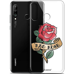 Caseink Coque Pour Huawei P30 Lite (6.2 ) [Gel HD Collection Tatoo Lover Design Red Rose - Souple - Ultra Fin - Imprimé en France]