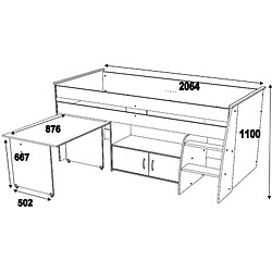 Acheter But Lit combiné 90x200 cm avec bureau LOAN imitation Chêne et blanc