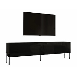 3XELIVING Meuble TV en couleur Noir mat avec pieds droits en chrome, D: l : 170 cm, H : 52 cm, P : 32 cm