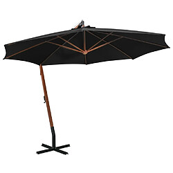 Maison Chic Parasol Jardin | Parasol suspendu avec mat Noir 3,5x2,9 m Bois de sapin massif - GKD74721