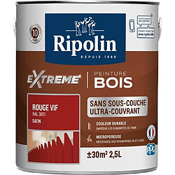 RIPOLIN Peinture pour pour Bois Interieur + Exterieur - Rouge Vif Ral 3031 Satin, 2,5L