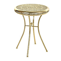 Pegane Table d'appoint ronde en métal coloris doré - diamètre 42 x hauteur 57 cm