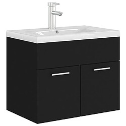 vidaXL Armoire d'évier avec lavabo intégré Noir Aggloméré